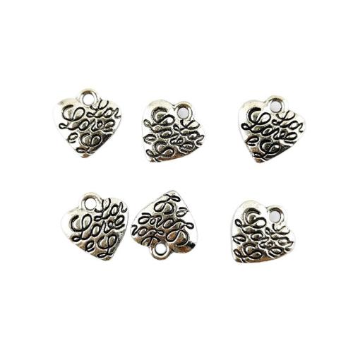 Zink Alloy Hjärta Hängen, silver pläterad, DIY, 100PC/Bag, Säljs av Bag