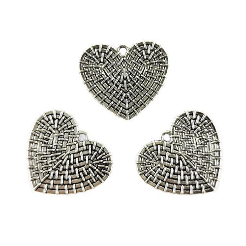 Zink Alloy Hjärta Hängen, silver pläterad, DIY, 100PC/Bag, Säljs av Bag