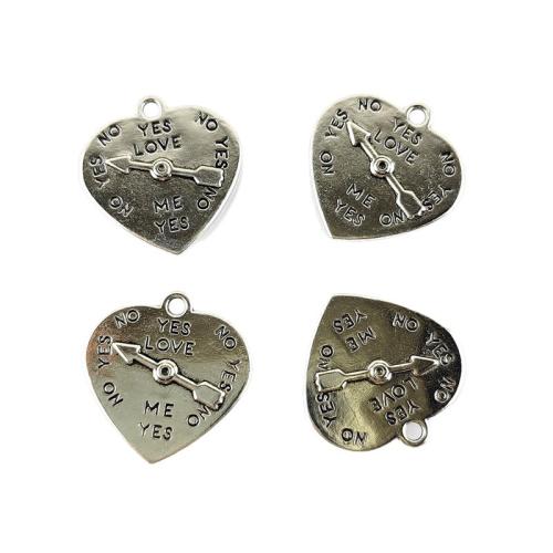 Zink Alloy Hjärta Hängen, silver pläterad, DIY, 100PC/Bag, Säljs av Bag