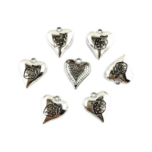 Zink Alloy Hjärta Hängen, silver pläterad, DIY, 100PC/Bag, Säljs av Bag