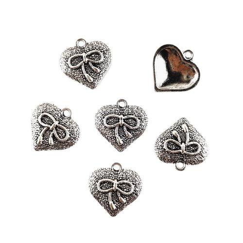 Zink Alloy Hjärta Hängen, silver pläterad, DIY, 100PC/Bag, Säljs av Bag