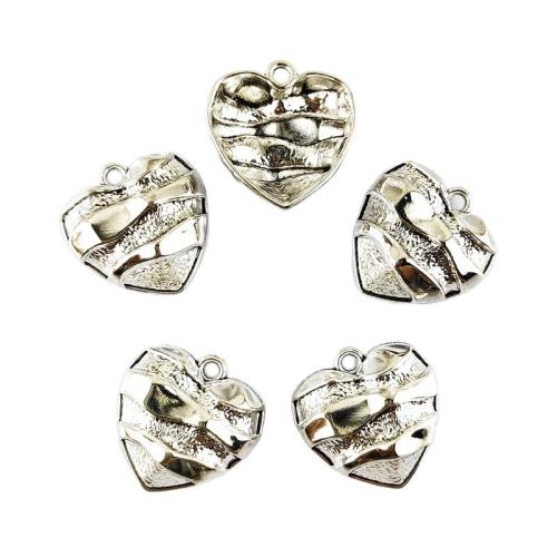 Zink Alloy Hjärta Hängen, silver pläterad, DIY, 100PC/Bag, Säljs av Bag