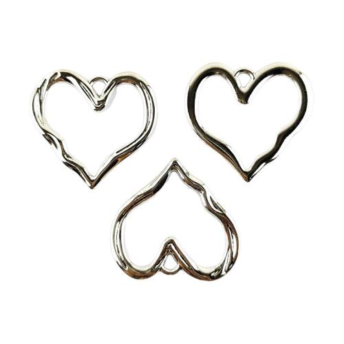 Zink Alloy Hjärta Hängen, silver pläterad, DIY & ihålig, 100PC/Bag, Säljs av Bag