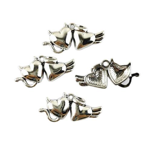 Zink Alloy Hjärta Hängen, silver pläterad, DIY, 100PC/Bag, Säljs av Bag
