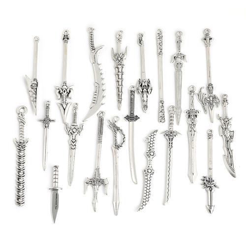 Pendentifs en alliage de zinc, épéesabre, Placage de couleur platine, DIY & styles différents pour le choix, 100PC/sac, Vendu par sac