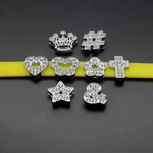 Zink Alloy Spacer Pärlor, förkromad, DIY & olika stilar för val & med strass, 13mm, Säljs av PC