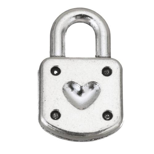 Zinc Alloy Lock Přívěsky, Zinek, Zámek, barva stříbrná á, DIY, 11x18mm, Prodáno By PC