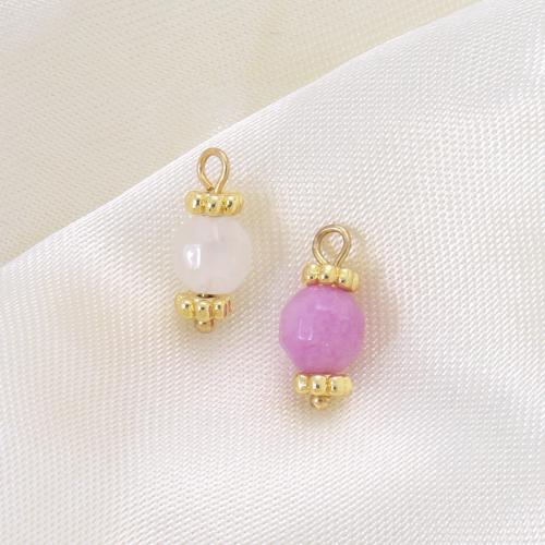 Gemstone Přívěsky Šperky, Mosaz, s Přírodní kámen, á, DIY, více barev na výběr, nikl, olovo a kadmium zdarma, 13.50x6x6mm, Prodáno By PC