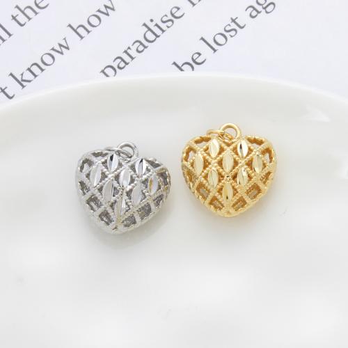 Pendentifs coeur en laiton, Placage, DIY & creux, plus de couleurs à choisir, protéger l'environnement, sans nickel, plomb et cadmium, 16x16x10mm, Vendu par PC