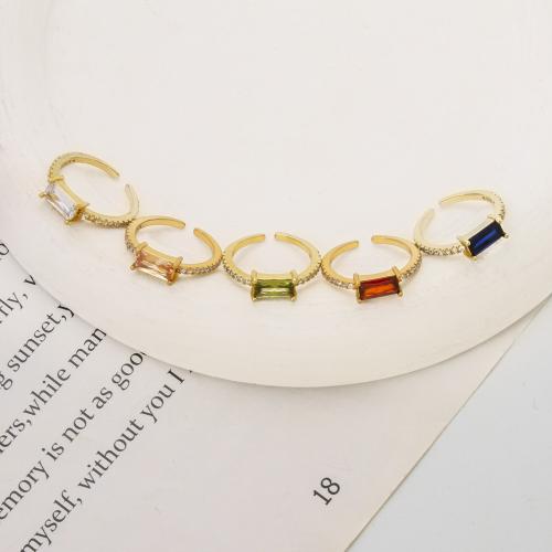 Cubique anneau en laiton Circonia Micro Pave, cadre, Placage, bijoux de mode & pavé de micro zircon, plus de couleurs à choisir, protéger l'environnement, sans nickel, plomb et cadmium, 21x20x4.70mm, Vendu par PC