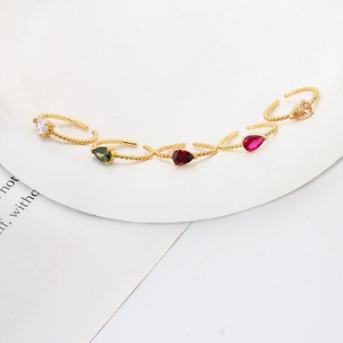 Cubique anneau en laiton Circonia Micro Pave, larme, Placage, bijoux de mode & pavé de micro zircon, plus de couleurs à choisir, protéger l'environnement, sans nickel, plomb et cadmium, 20x20x4.20mm, Vendu par PC