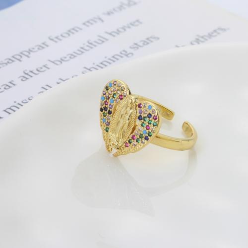 Cubique anneau en laiton Circonia Micro Pave, coeur, Placage, bijoux de mode & pavé de micro zircon, plus de couleurs à choisir, protéger l'environnement, sans nickel, plomb et cadmium, 21x21x15mm, Vendu par PC