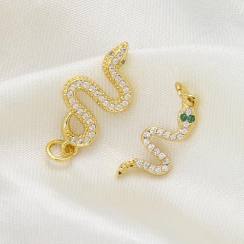 Cubique Pendentif en laiton zircon pavent, serpent, Placage, DIY & pavé de micro zircon, plus de couleurs à choisir, protéger l'environnement, sans nickel, plomb et cadmium, 23x11x2.70mm, Vendu par PC