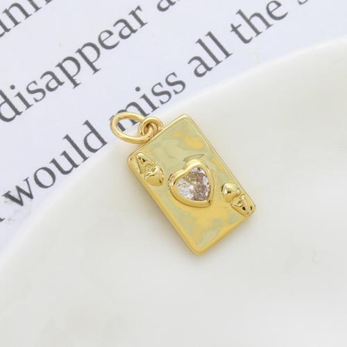 Cubique Pendentif en laiton zircon pavent, Poker, Placage, DIY & pavé de micro zircon, plus de couleurs à choisir, protéger l'environnement, sans nickel, plomb et cadmium, 16x9x2.30mm, Vendu par PC