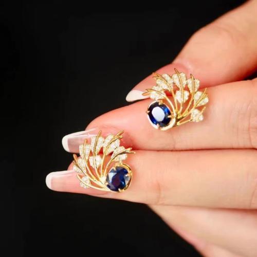 Cyrkonia mikro Brukuje Mosiądz Kolczyk, Kształt pióra, Powlekane, mikro utorować cyrkonia & dla kobiety & pusty, sprzedane przez para