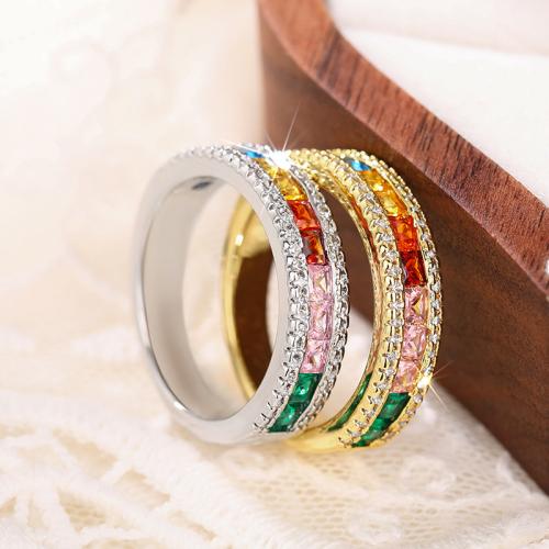 Bague Zircon cubique en laiton, Placage, normes différentes pour le choix & pavé de micro zircon & pour femme, plus de couleurs à choisir, Vendu par PC