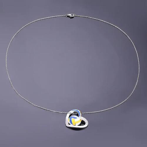 Cubic Zircon Micro Pave Mässing Halsband, plated, micro bana cubic zirconia & för kvinna & emalj & ihålig, Längd Ca 45 cm, Säljs av Par