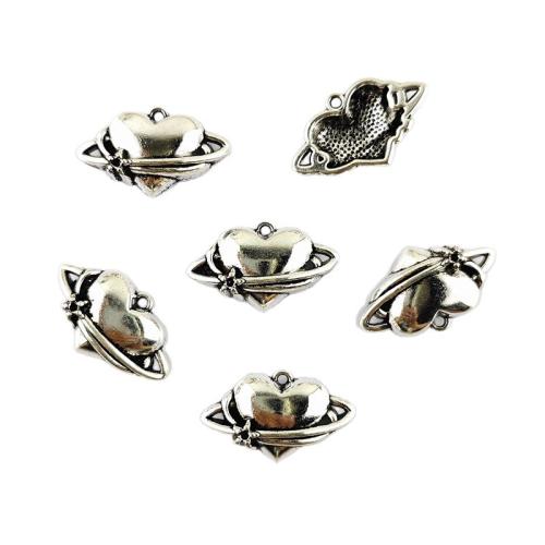 Zink Alloy Hjärta Hängen, silver pläterad, DIY, 100PC/Bag, Säljs av Bag