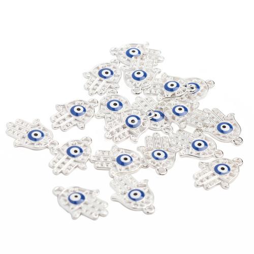 Evil Eye Hängen, Zink Alloy, Hand, silver pläterad, DIY & emalj, blandade färger, 100PC/Bag, Säljs av Bag