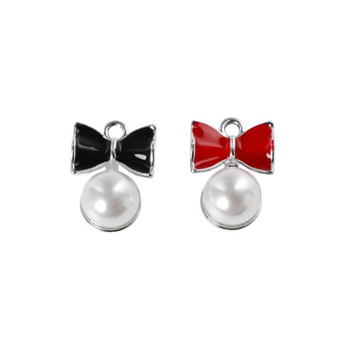 Zink legering emalj hängen, Zink Alloy, Bowknot, plated, DIY, fler färger för val, 100PC/Bag, Säljs av Bag