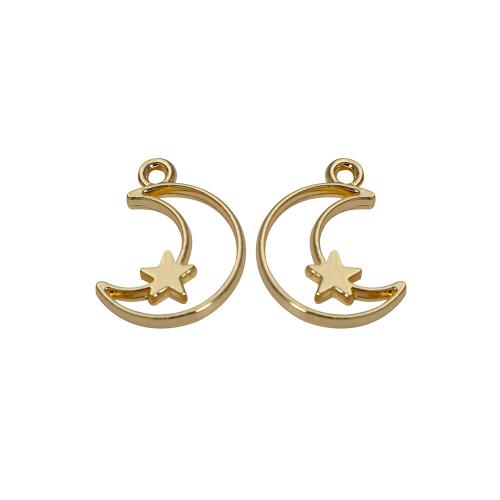 Pendentifs en alliage de zinc, Lune et Etoile, Placage de couleur d'or, DIY & creux, doré, 100PC/sac, Vendu par sac