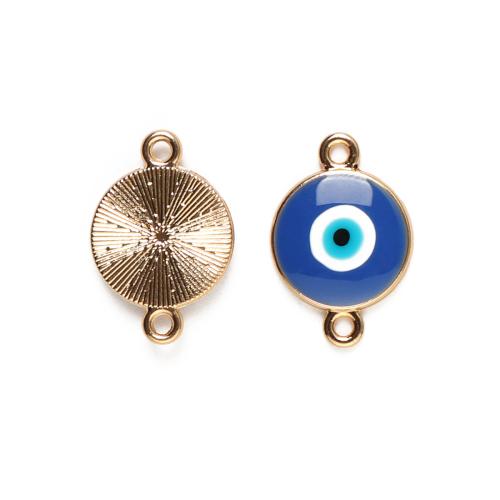 Connecteur Evil Eye, alliage de zinc, Placage de couleur d'or, DIY & émail, couleurs mélangées, 100PC/sac, Vendu par sac