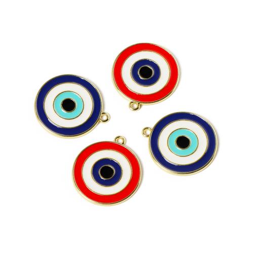 Evil Eye Hängen, Zink Alloy, Rund, guldfärg pläterade, DIY & emalj, fler färger för val, 100PC/Bag, Säljs av Bag