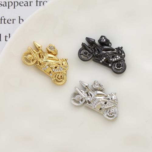 Kubik Zirkonium mikro bana Mässing hängande, Motorcykel, plated, DIY & micro bana cubic zirconia, fler färger för val, nickel, bly och kadmium gratis, 15x25x4.50mm, Säljs av PC