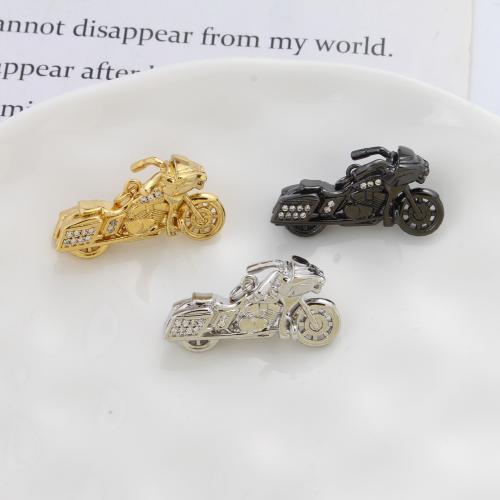 Kubik Zirkonium mikro bana Mässing hängande, Motorcykel, plated, DIY & micro bana cubic zirconia, fler färger för val, nickel, bly och kadmium gratis, 15.20x29x15.80mm, Säljs av PC