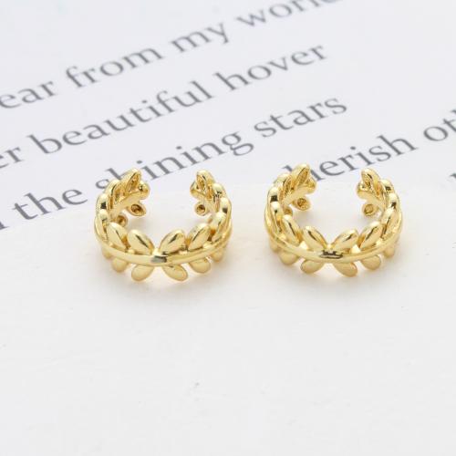 Mässing Örhänge Klipp, plated, mode smycken, gyllene, nickel, bly och kadmium gratis, 12x12.50x5mm, Säljs av Par