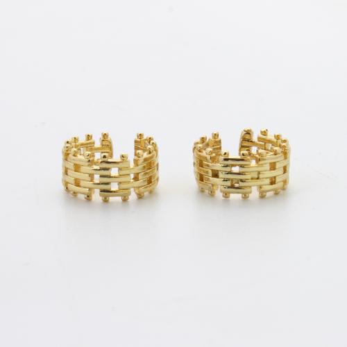 Ορείχαλκος Κλιπ σκουλαρίκι, επιχρυσωμένο, κοσμήματα μόδας, χρυσαφένιος, νικέλιο, μόλυβδο και κάδμιο ελεύθεροι, 11x11.20x5.50mm, Sold Με Ζεύγος