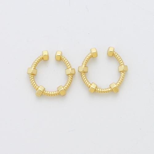 Mosiądz Kolczyk Klips, Powlekane, biżuteria moda, złoty, bez zawartości niklu, ołowiu i kadmu, 12.70x13.30x2.80mm, sprzedane przez para