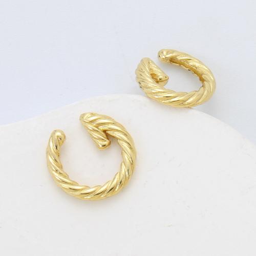 Mosiądz Kolczyk Klips, Powlekane, biżuteria moda, złoty, bez zawartości niklu, ołowiu i kadmu, 12.30x12.60x2.20mm, sprzedane przez para