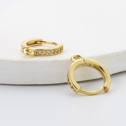 Brass Hoop naušnica Komponente, Mesing, pozlaćen, možete DIY & micro utrti kubni cirkonij, zlatan, nikal, olovo i kadmij besplatno, 13.60x12x2mm, Prodano By par
