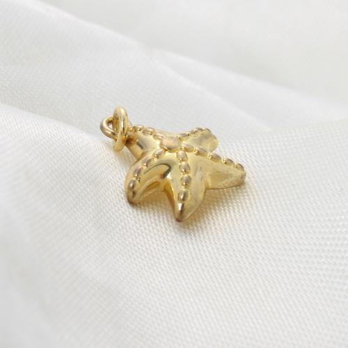 Bijoux pendentifs en laiton, étoile de mer, Placage, DIY, doré, protéger l'environnement, sans nickel, plomb et cadmium, 13.40x12.30x3.50mm, Vendu par PC