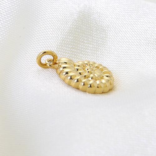 Bijoux pendentifs en laiton, conque, Placage, DIY, doré, protéger l'environnement, sans nickel, plomb et cadmium, 13.30x9.40x2.10mm, Vendu par PC