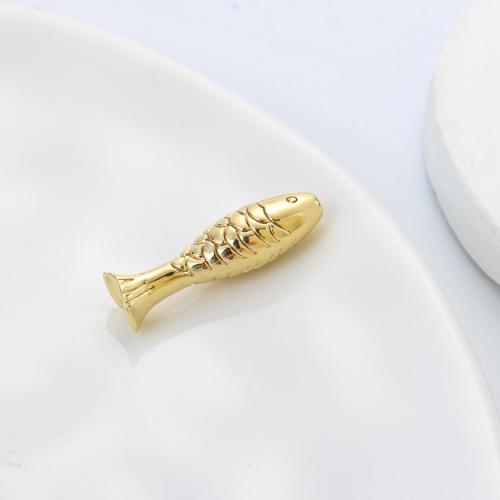 Bijoux pendentifs en laiton, poisson, Placage, DIY, doré, protéger l'environnement, sans nickel, plomb et cadmium, 21x6.70x5.60mm, Vendu par PC