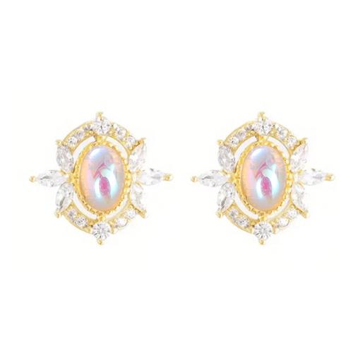 Kubik Zirkonium mikro bana Mässing Örhänge, med Harts, plated, micro bana cubic zirconia & för kvinna & ihålig, Säljs av Par