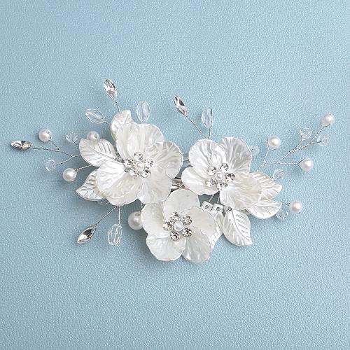 Clipes de bico, concha, with arame de latão & cristal & Strass & Concha de resina, feito à mão, joias de moda & para mulher, Mais cores pare escolha, 140x50mm, vendido por PC