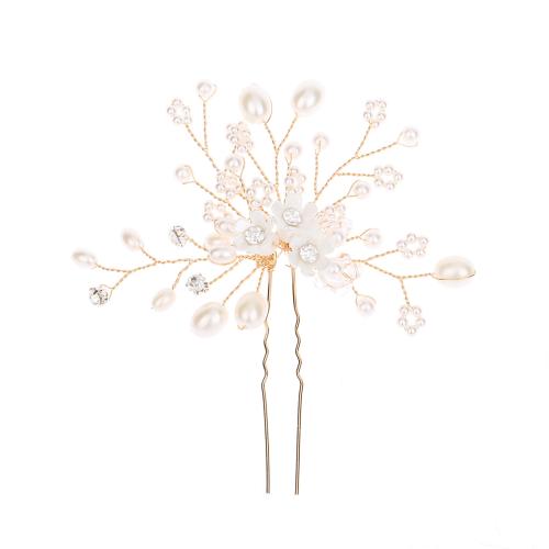 Hår Stick, Zink Alloy, med mässingstråd & Polymer Clay & Kristall & STRASS & Plast Pearl, handgjord, mode smycken & för kvinna, fler färger för val, 95x10.50mm, Säljs av PC