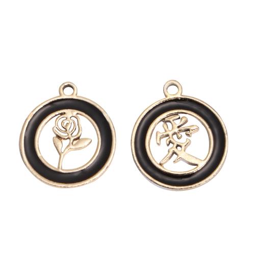 Zink legering emalj hängen, Zink Alloy, guldfärg pläterade, DIY & ihålig, fler färger för val, 100PC/Bag, Säljs av Bag