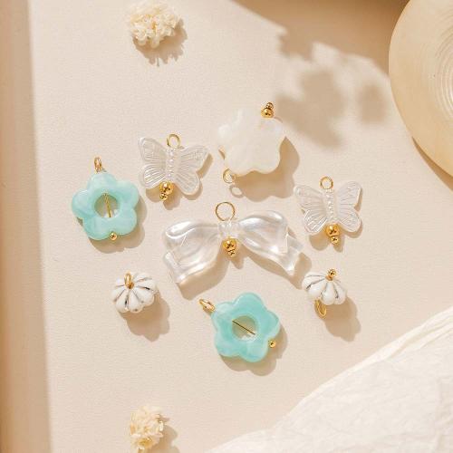 Pendentifs acryliques, Acier inoxydable 304, avec Acrylique, Placage de couleur d'or, DIY, plus de couleurs à choisir, 10PC/sac, Vendu par sac