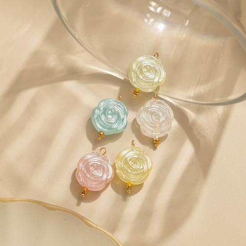 Akryl Häng, 304 rostfritt stål, med Akryl, Blomma, guldfärg pläterade, DIY, fler färger för val, 10PC/Bag, Säljs av Bag