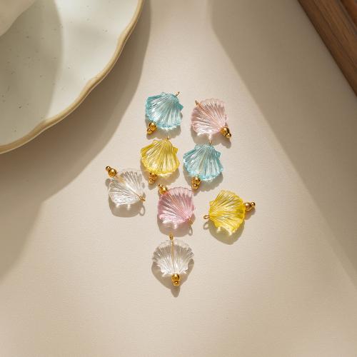 Akryl Häng, 304 rostfritt stål, med Akryl, Shell, guldfärg pläterade, DIY, fler färger för val, 10PC/Bag, Säljs av Bag