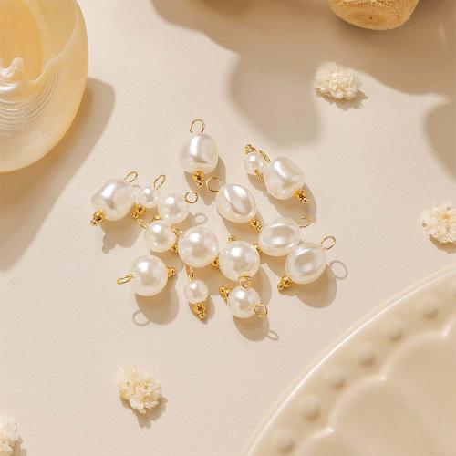 Plasthäng, 304 rostfritt stål, med Plast Pearl, guldfärg pläterade, DIY, fler färger för val, 10PC/Bag, Säljs av Bag