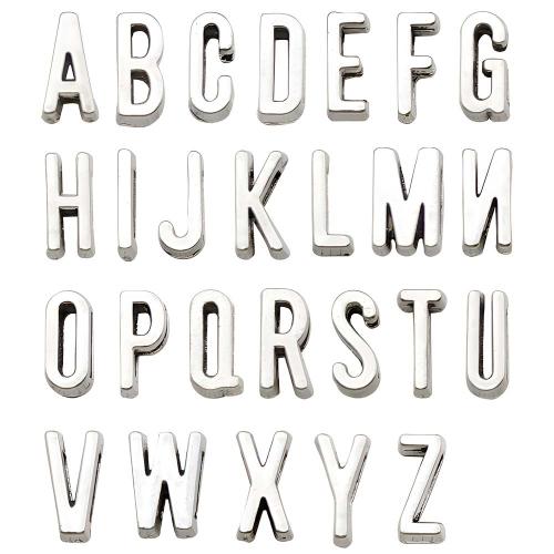 Zink Alloy Spacer Pärlor, Alfabetsbokstav, antik silver pläterad, DIY & olika stilar för val, 10x5mm, Säljs av PC