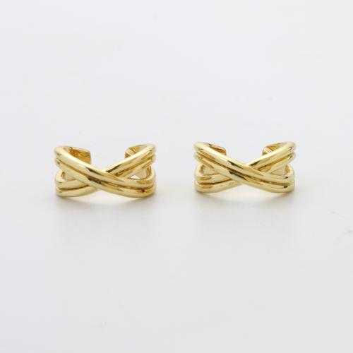 Mässing Örhänge Klipp, plated, mode smycken, gyllene, nickel, bly och kadmium gratis, 12.30x12.70x6mm, Säljs av Par