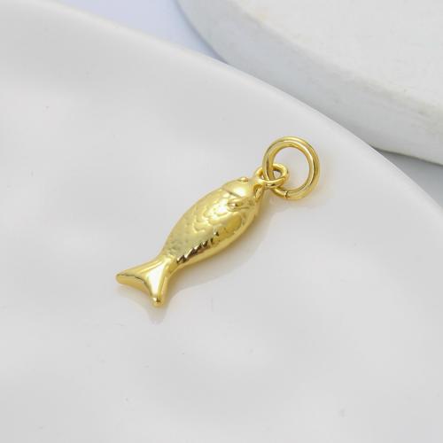 Bijoux pendentifs en laiton, poisson, Placage, DIY, doré, protéger l'environnement, sans nickel, plomb et cadmium, 16.60x5.20x3mm, Vendu par PC