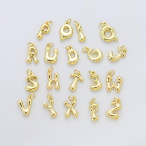 Bijoux pendentifs en laiton, Lettre d’alphabet, Placage, DIY, doré, protéger l'environnement, sans nickel, plomb et cadmium, 18x12x4.20mm, Vendu par PC