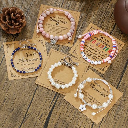 Bracelets de pierres précieuses, alliage de zinc, avec Pierre naturelle & résine & perle de plastique, Placage de couleur d'or, bijoux de mode & émail, plus de couleurs à choisir, Vendu par PC